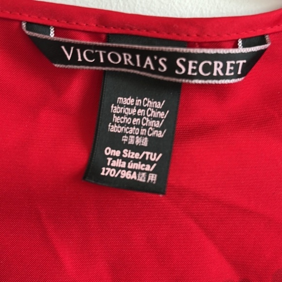 VICTORIA SECRET SATIN FLOUNCE KIMONO ROBE RUFFLE TIE ONE SIZE HEART LOVE RED - Picture 5 of 7